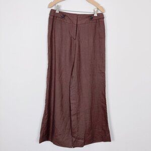 Le Chateau Womens Linen Wide Leg Pants in Brown Size Small Lagenlook